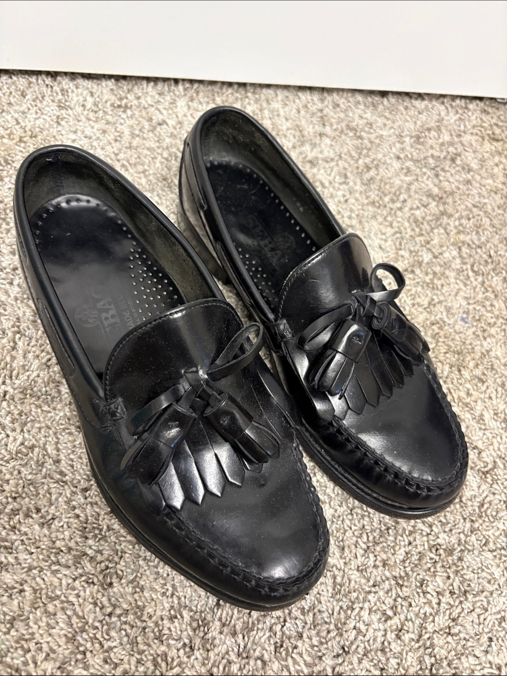 Sebago Black Leather Tassel Kiltie Loafers for Men
